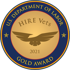 US Department of Labor Gold Award for Hire Vets logo
